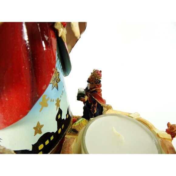 Nativity Statue Candle Holder Metalwork and Resin Virgin Mary Christmas Manger - Picture 12 of 15